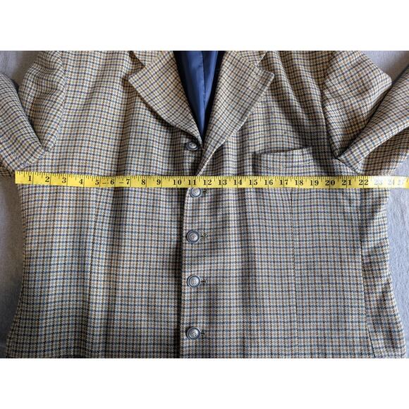 Raspinni uomo Houndstooth Plaid 6 Button 46L Wool Blazer Brown/Blue - Picture 15 of 15